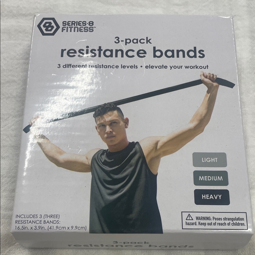 Series-8 Fitness Black Resistance Bands 3-Pack